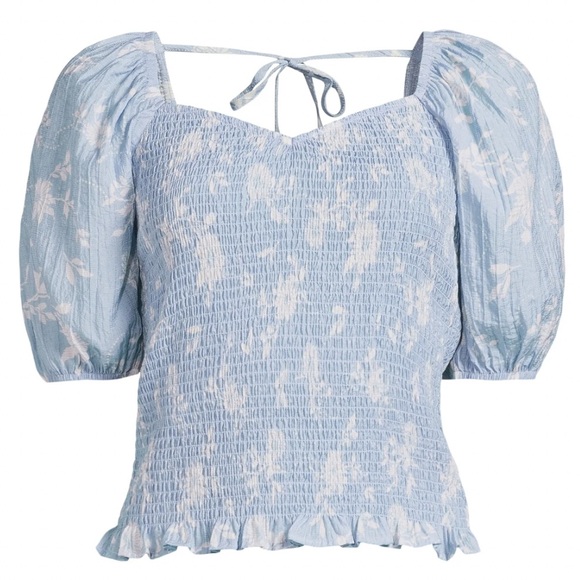 SELF ESTEEM || Light Blue Puff Sleeve Blouse. Sz. L - Picture 3 of 16